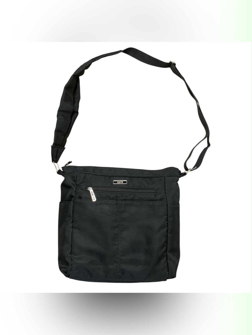 Roots Nylon Black Messenger Crossbody Bag